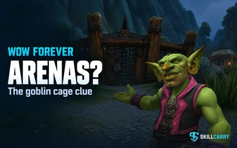 WoW Forever arenas question, with Jazzle Cheapshot beside the empty fighting cage