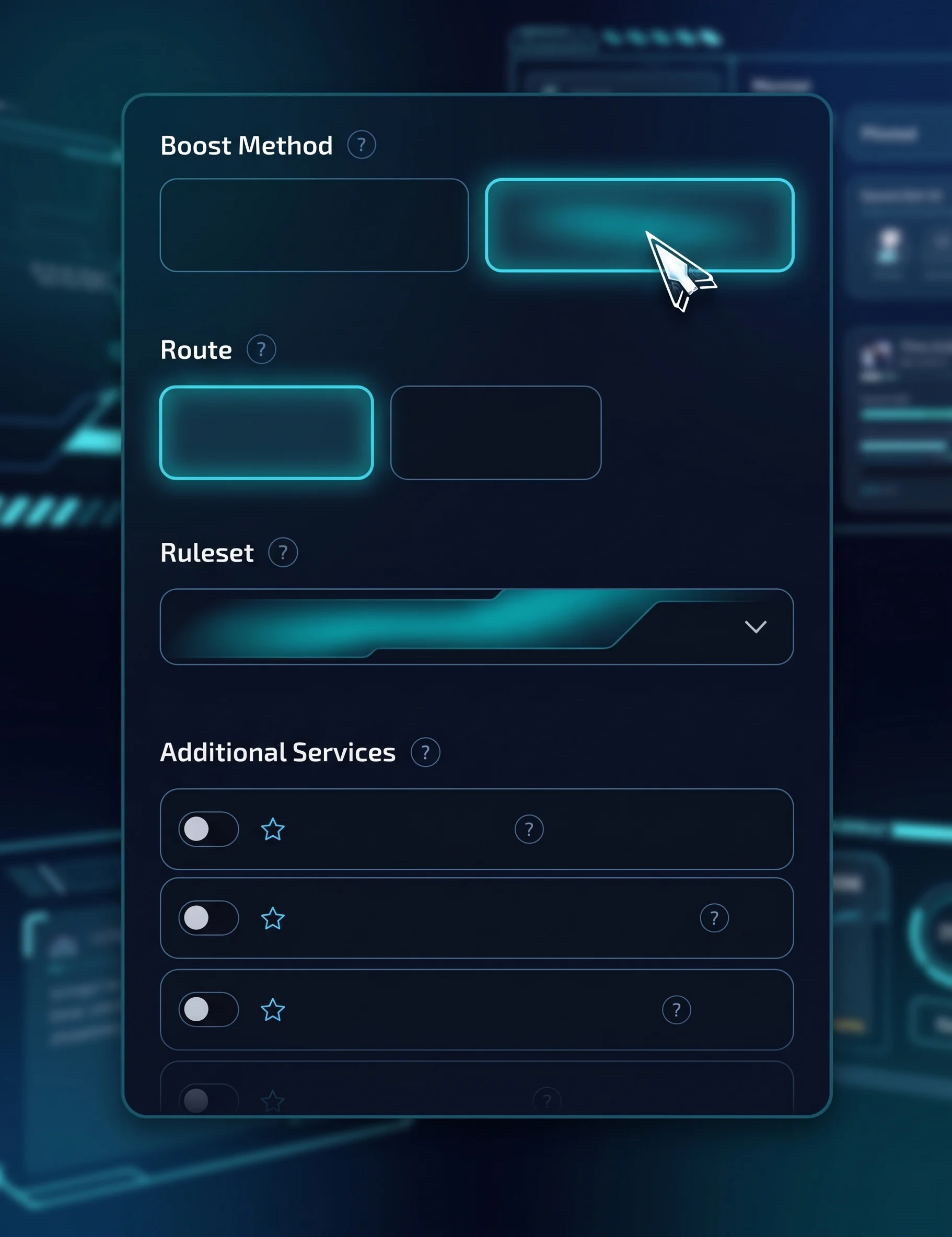 Boost-Methode, Route und optionale Zusatzleistungen