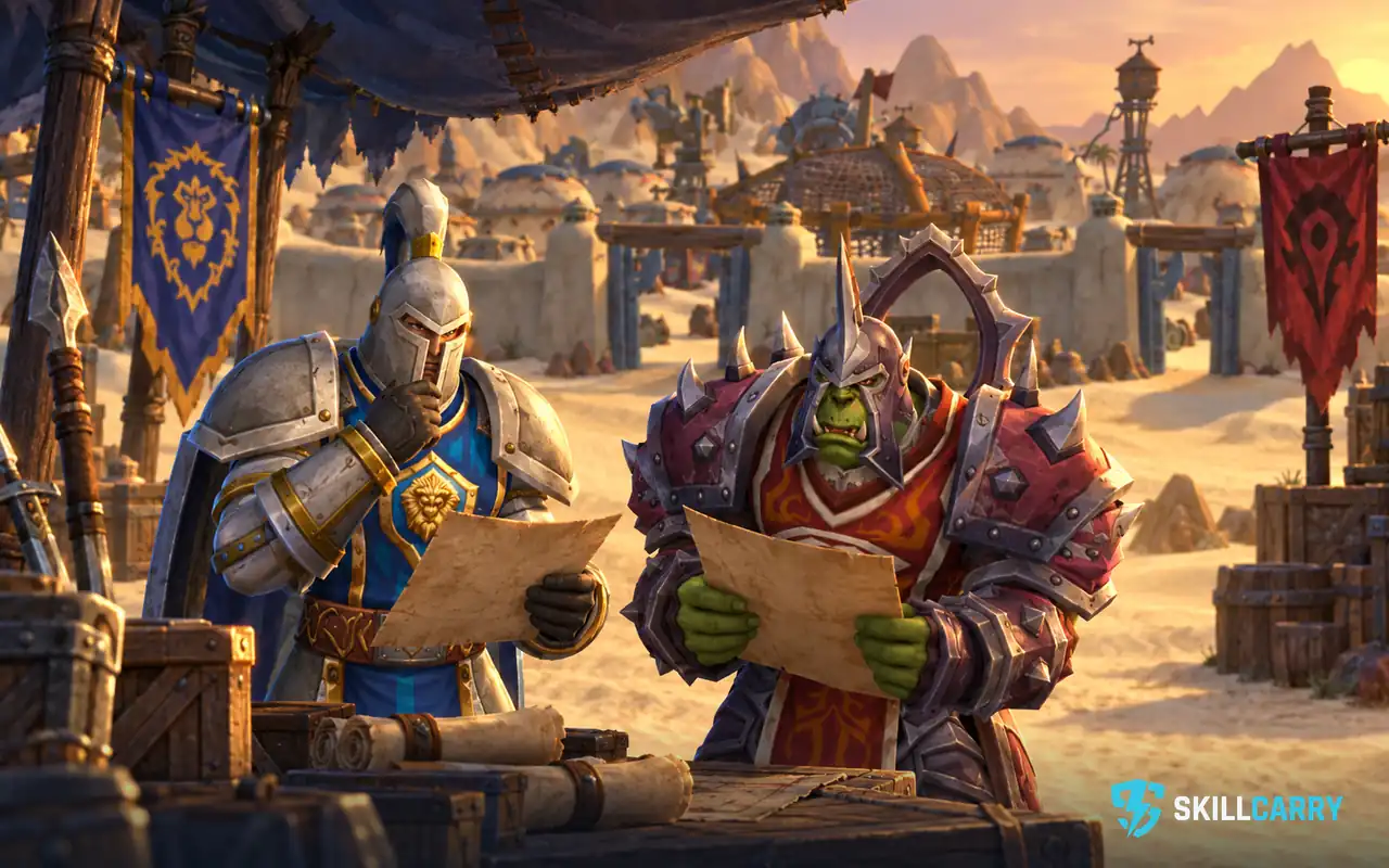 Players reviewing tasks before a Gadgetzan outing.
